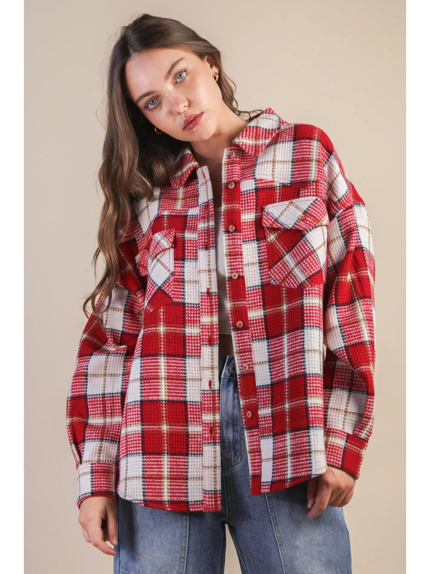 Red Mix Soft Shacket by Very J