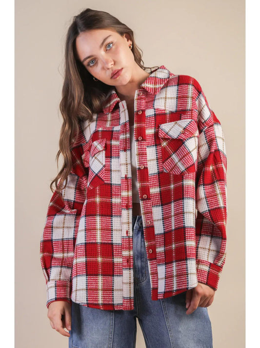 Red Mix Soft Shacket by Very J