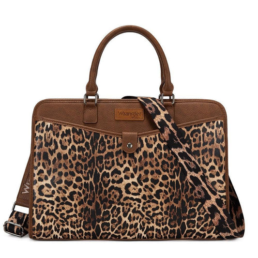 Leopard Wrangler Pebbled Faux Leather Laptop Brief Bag