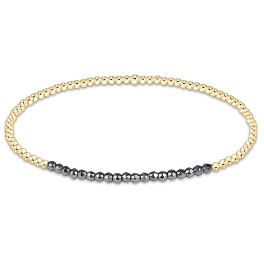 Gold Bliss Silver Faceted Hematite 2mm Gold Bracelet