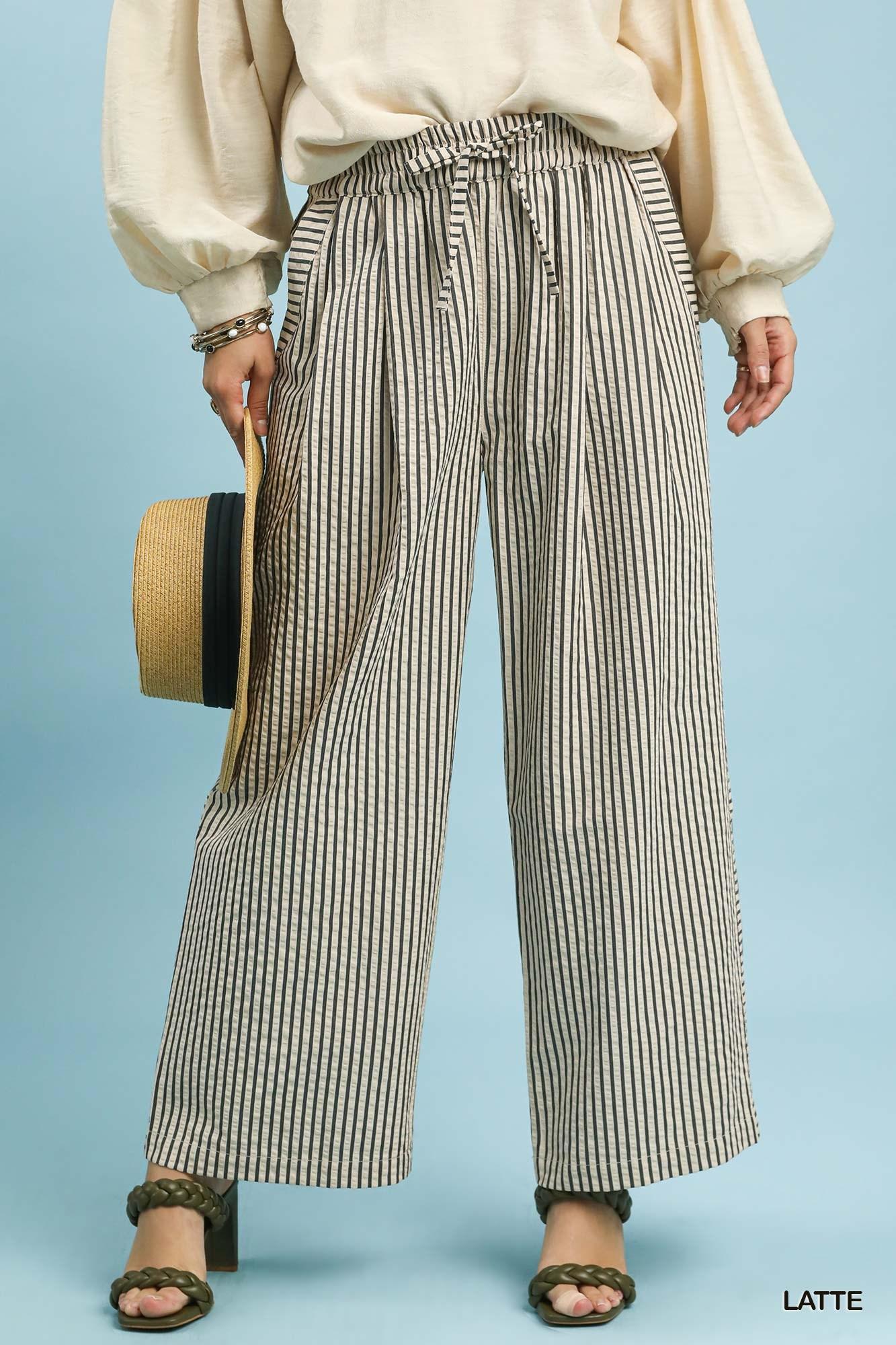 Latte Striped Wide-Leg Pants