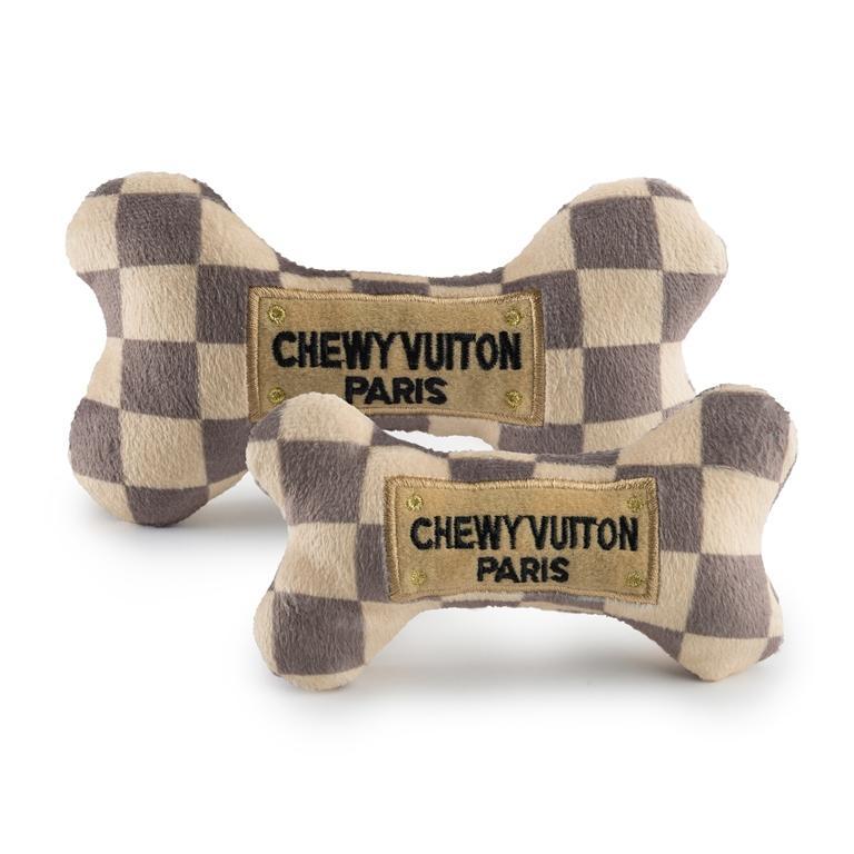 Tan Checker Chewy Vuiton Bone Toy by Haute Diggity Dog