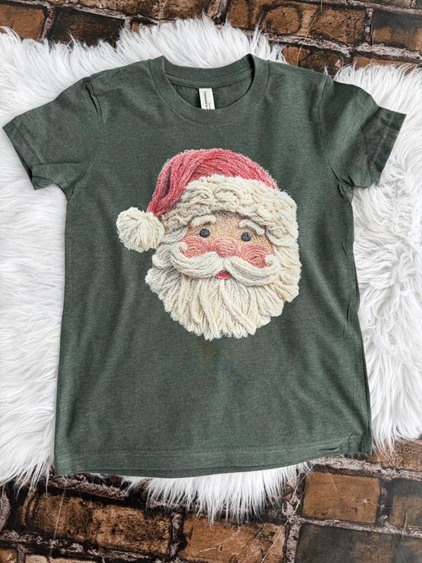 Youth Faux Knit Work Santa Tee