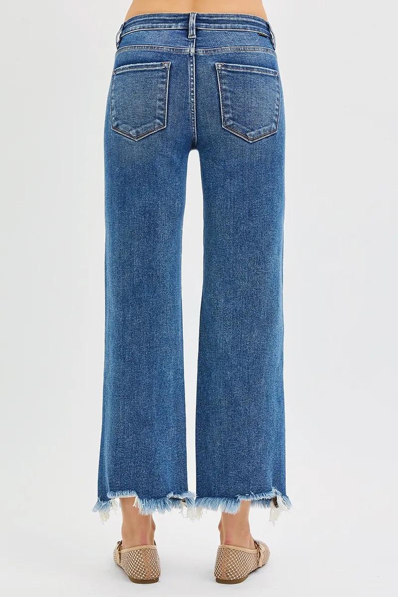 Risen Mid Rise Crop Straight Jeans -  Style #PSC21137