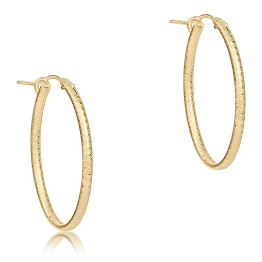 Oval Gold 1" Hoop - Textured Earrings