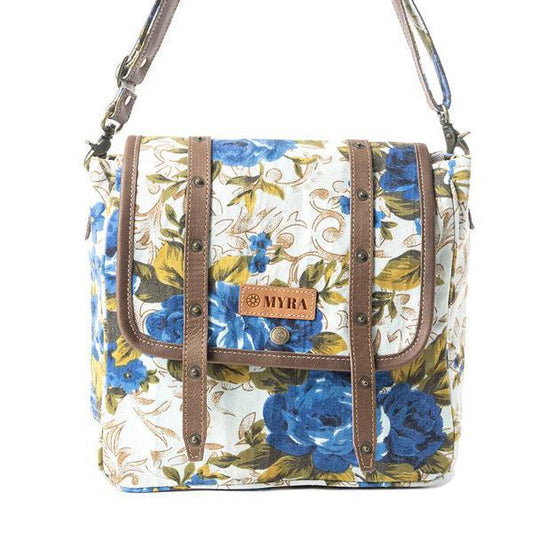 Mesa Morning Glories Messenger Bag in Blue & Off White