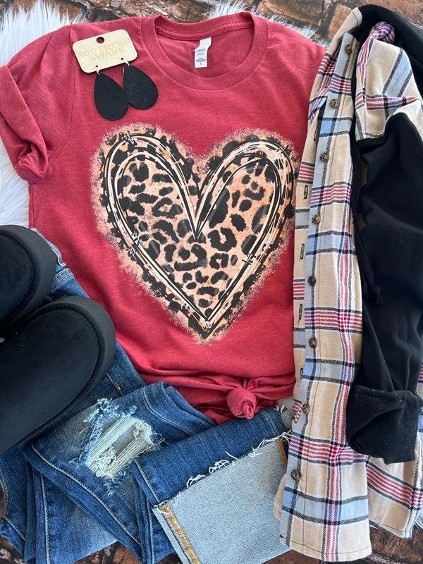 Classic Leopard Heart Tee or Sweatshirt
