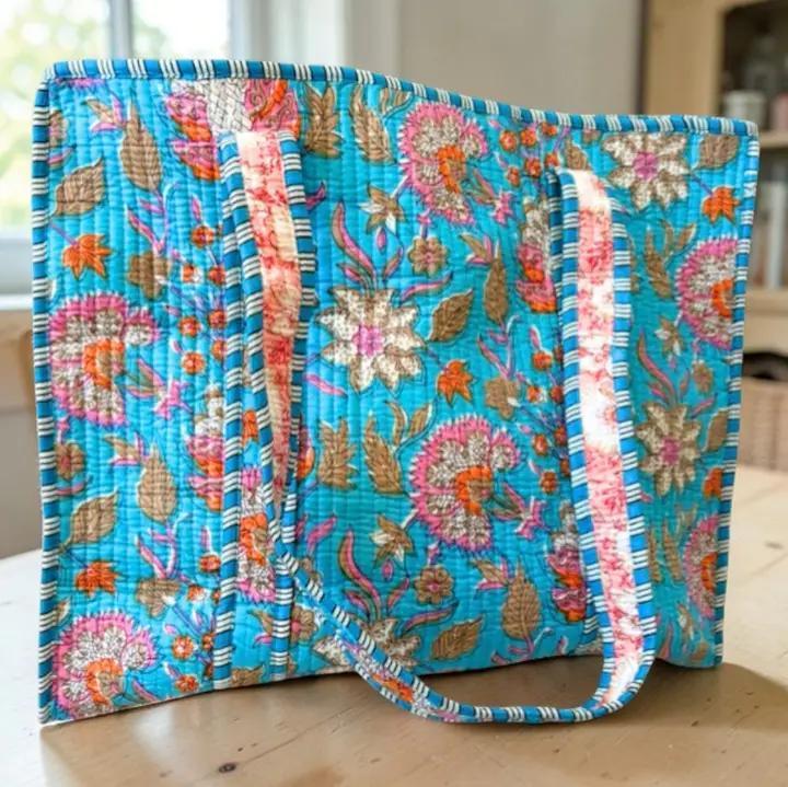 Beck Bright Blue Floral Tote Bag