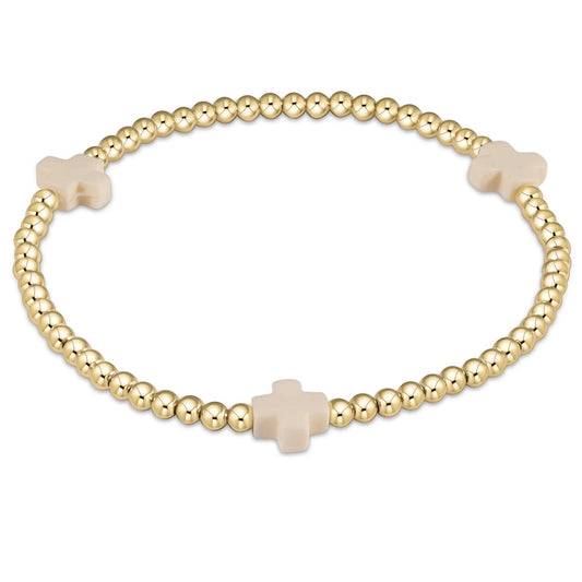 Signature Cross 3mm Gold Bracelet - Off-White