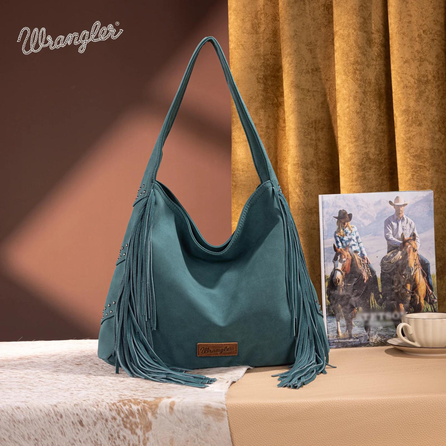Wrangler Fringe Studded Hobo Bag