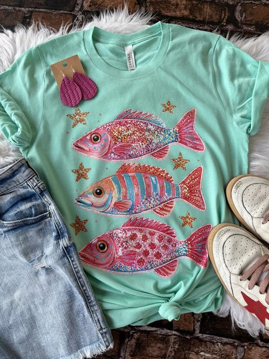 Glitter Fish Trio Graphic Tee