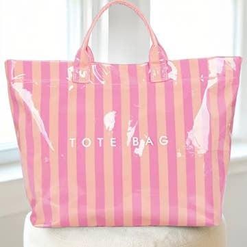 Pink and Orange Striped Tote Bag