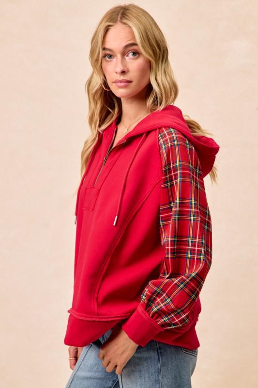 Red Half Zip UP Hoodie by Bibi