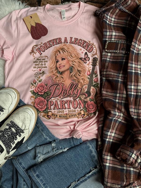 Embellished Forever A Legend Dolly Tribute With Gem Detail Graphic Tee