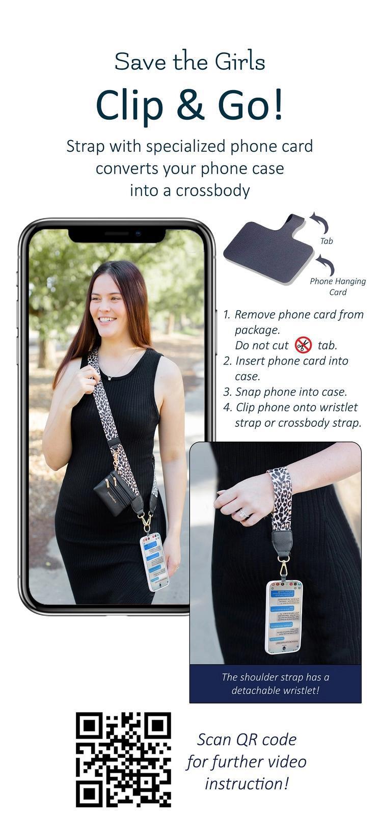 Leopard Clip & Go Crossbody Strap W/Zippered Pouch by Save The Girls