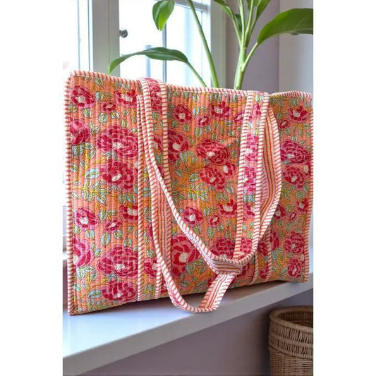 Golden Hour Pink Floral Tote Bag