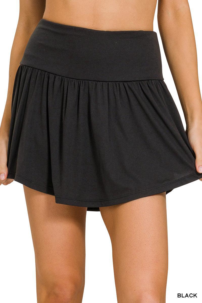 Wide Band Tennis Skirt with Zippered Back Pocket