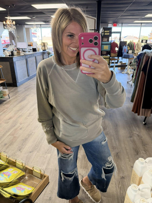 Ash Mocha Pigment Dyed Sweatshirts With Pockets