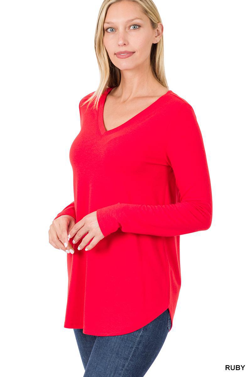 Ruby Long Sleeve Perfectly Simple V-Neck Knit Top