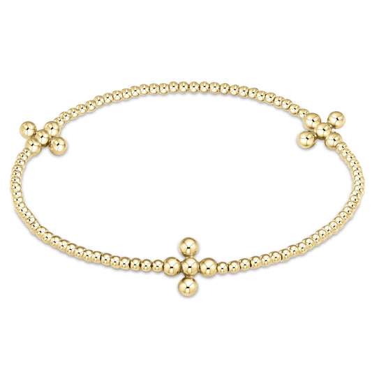 Beaded 3mm Gold Signature Cross 2mm Gold Bracelet