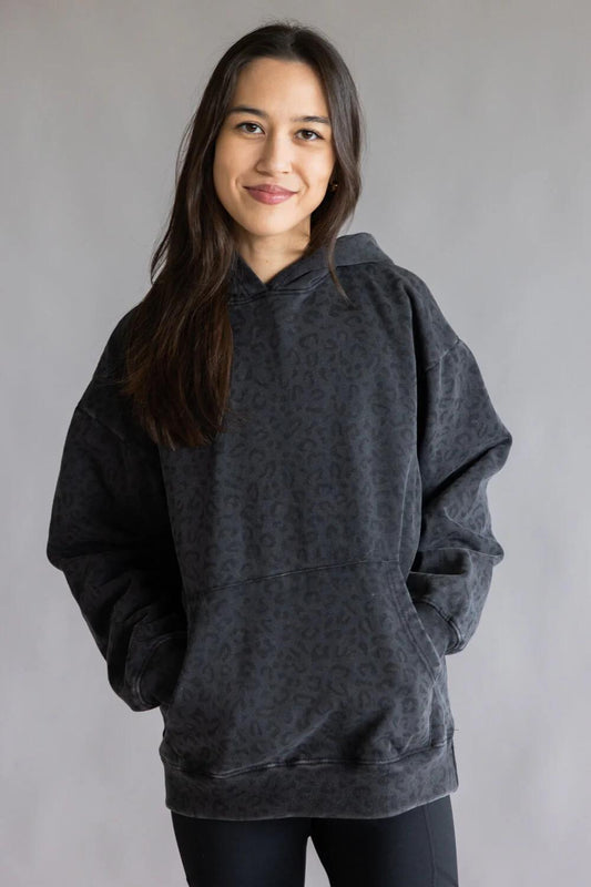 Vintage Black Leopard Oversized Heavy Hoodie