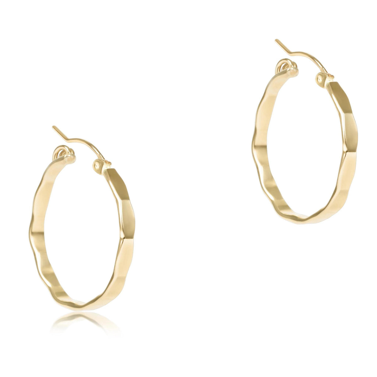 Scalloped Round Gold 1.5" Hoop -  Smooth Earrings