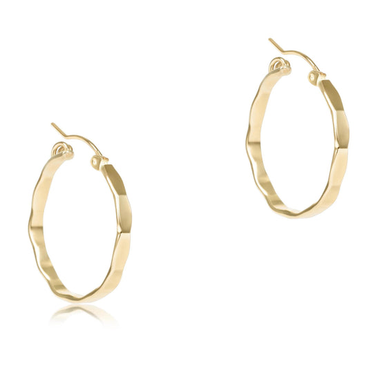Scalloped Round Gold 1.5" Hoop -  Smooth Earrings