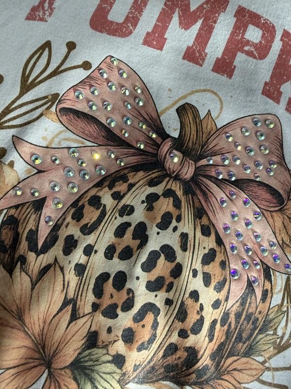 Embellished Pumpkin Season Graphic with Gem Details (Tee Or Sweatshirt)