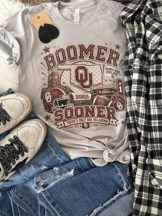 Boomer Sooner Quilted Graphic Tee