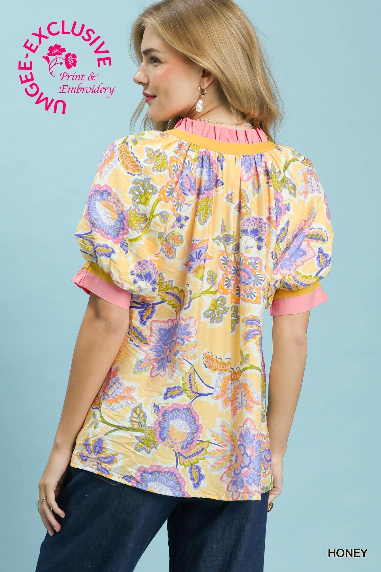 Botanical Floral Print Top