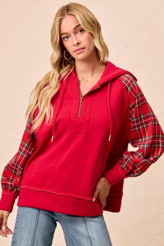 Red Half Zip UP Hoodie by Bibi