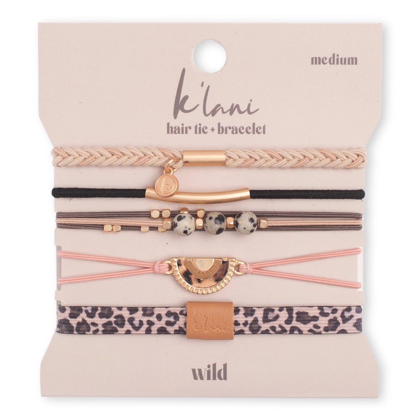 "Wild" Animal Print with Pink Accent Hair Tie Bracelets