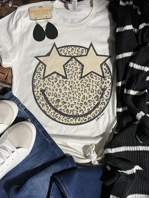 She's A Star, Leopard Smiley Face Tee
