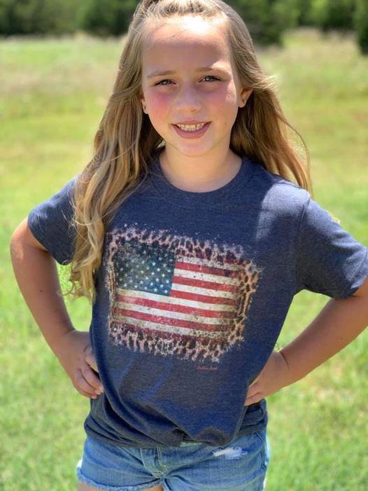 Youth Old Leopard American Flag Tee